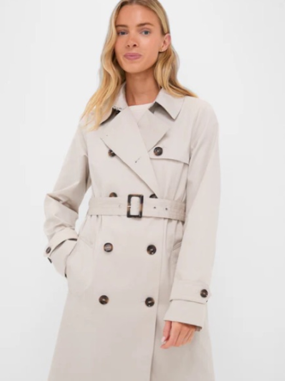 Barbour Double-Breasted Light Beige Trench Coat